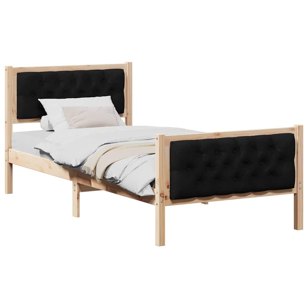 Krevetna konstrukcija Crna 90 x 200 cm Čvrsto borovo drvo