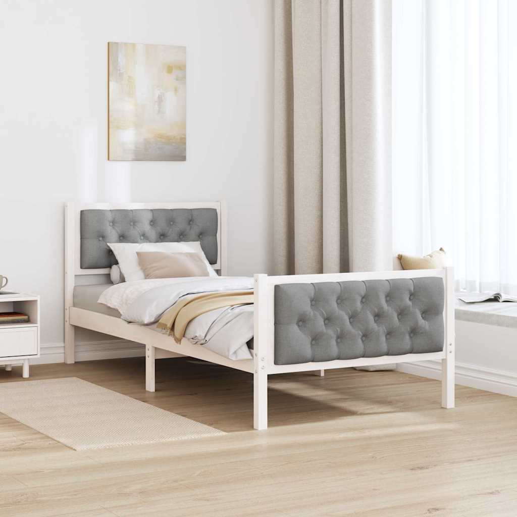 Krevetna konstrukcija s uzglavljem Svijetlo siva 90 x 200 cm