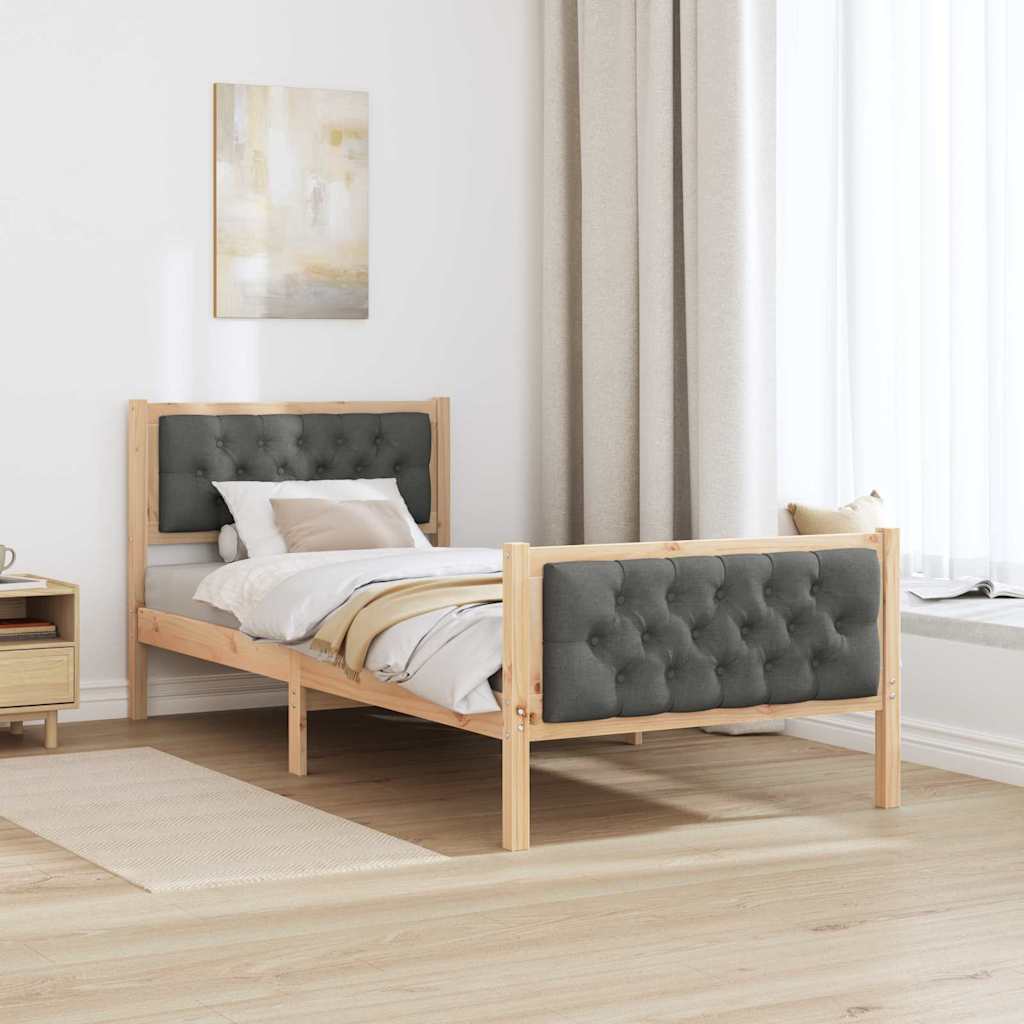 Krevetna konstrukcija Tamno siva 90 x 190 cm Čvrsto borovo drvo
