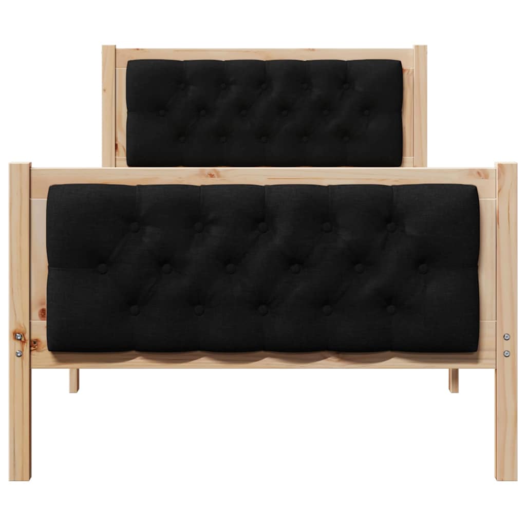 Krevetna konstrukcija Crna 90 x 190 cm Čvrsto borovo drvo