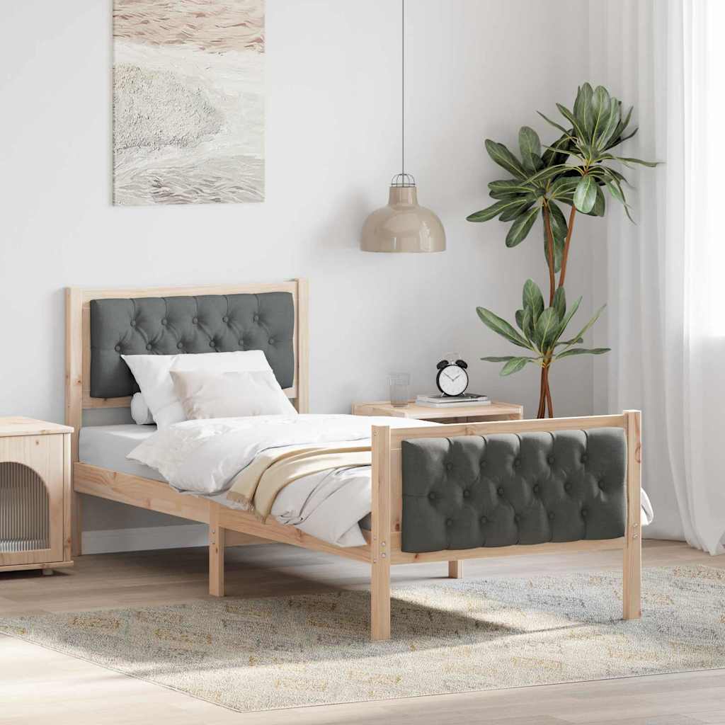 Krevetna konstrukcija Tamno siva 75 x 190 cm Čvrsto borovo drvo