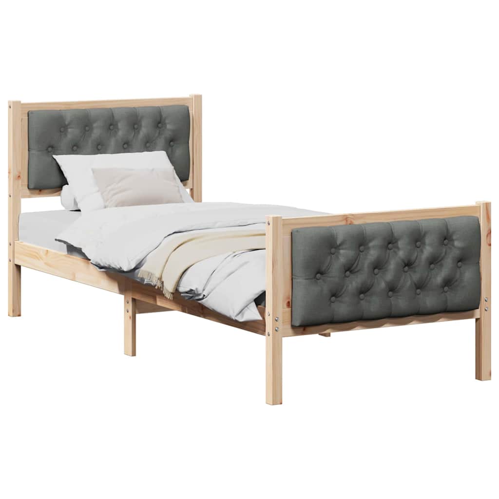 Krevetna konstrukcija Tamno siva 75 x 190 cm Čvrsto borovo drvo