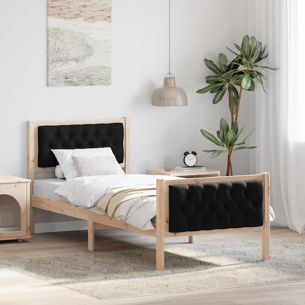 Krevetna konstrukcija Crna 75 x 190 cm Čvrsto borovo drvo