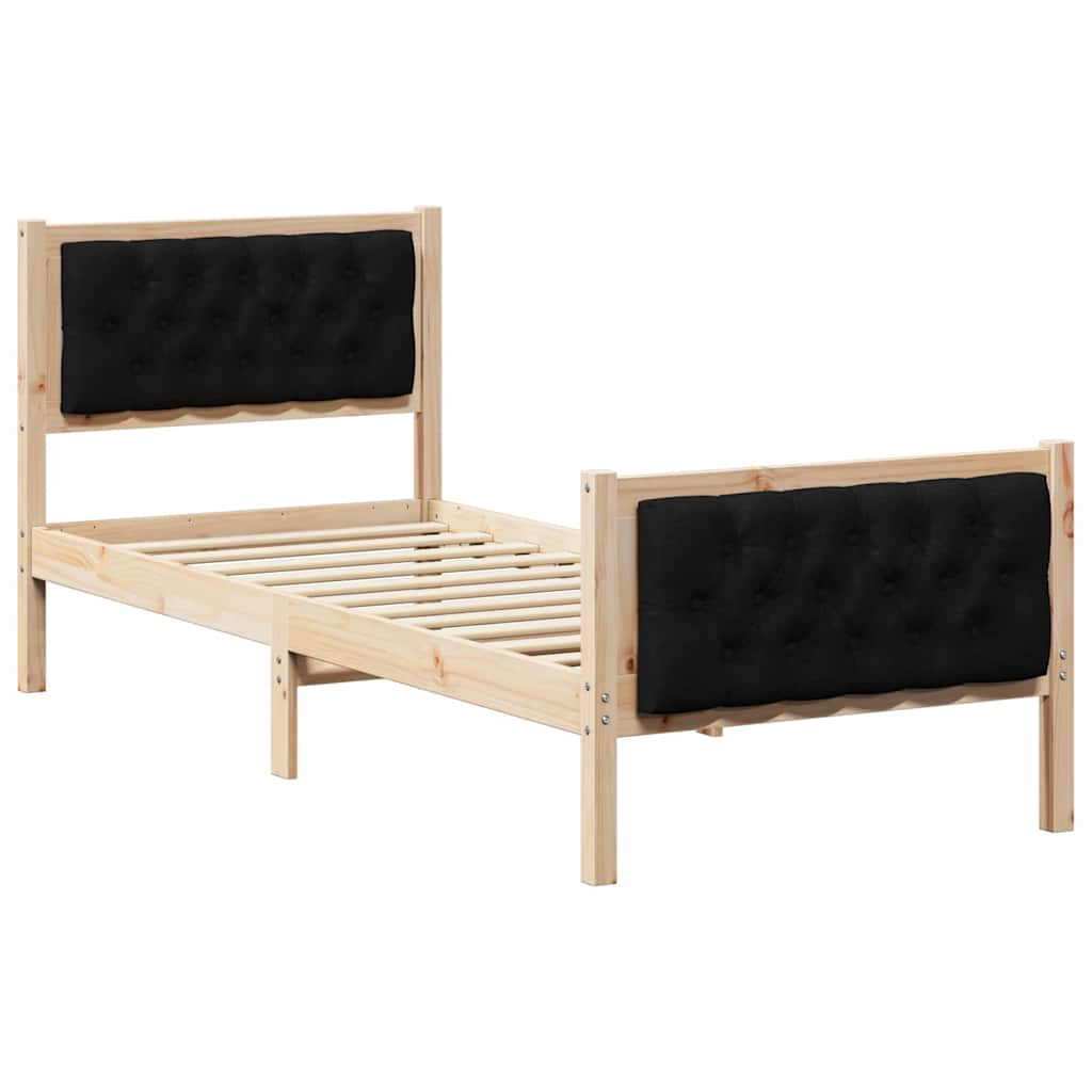 Krevetna konstrukcija Crna 75 x 190 cm Čvrsto borovo drvo