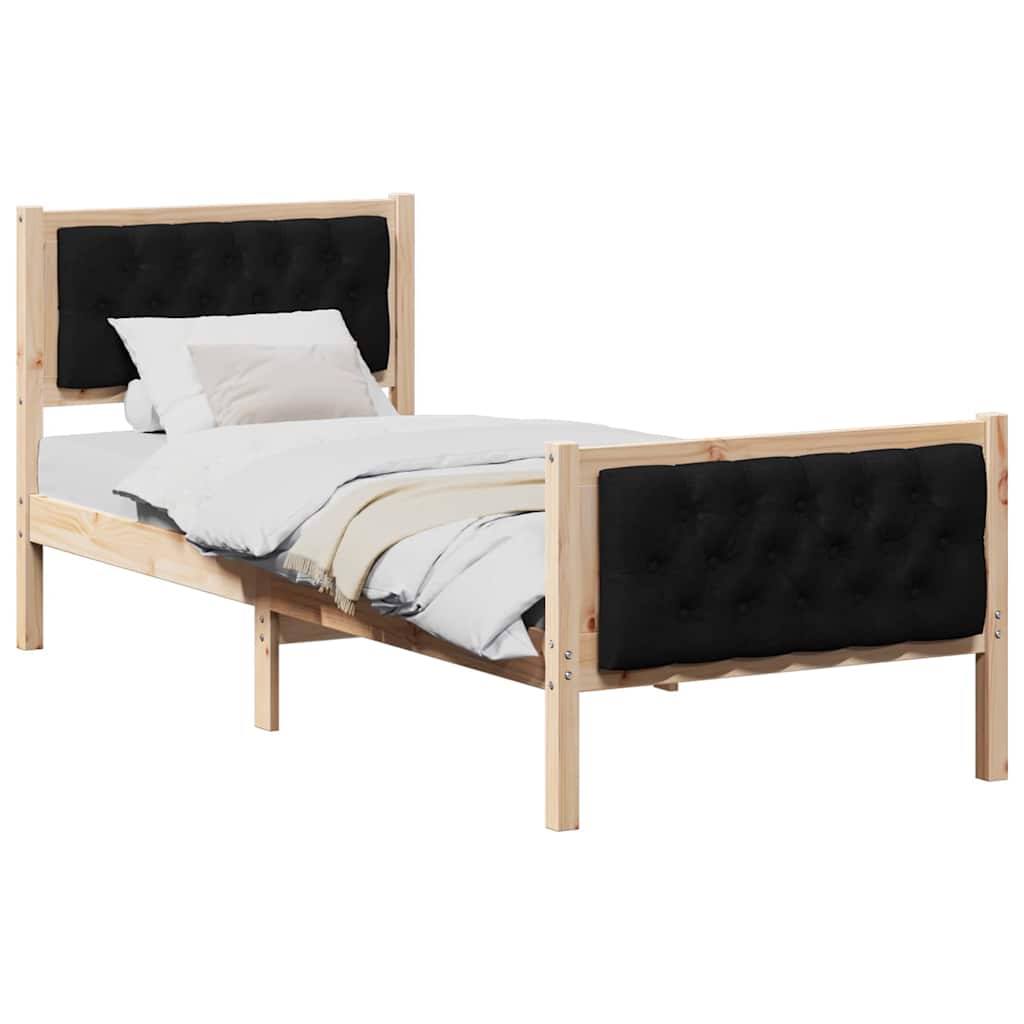 Krevetna konstrukcija Crna 75 x 190 cm Čvrsto borovo drvo