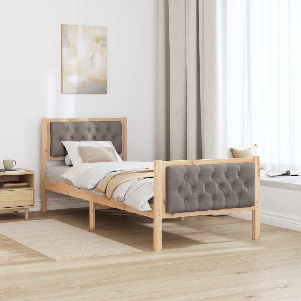 Krevetna konstrukcija Sivo-smeđa 75 x 190 cm Čvrsto borovo drvo