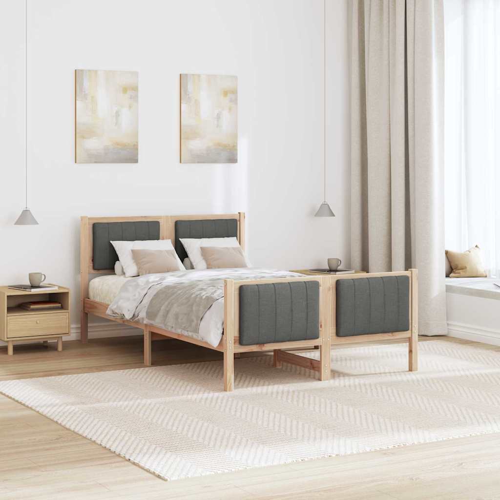 Okvir kreveta smeđe i tamnosivo 120 x 200 cm Masivna borovina