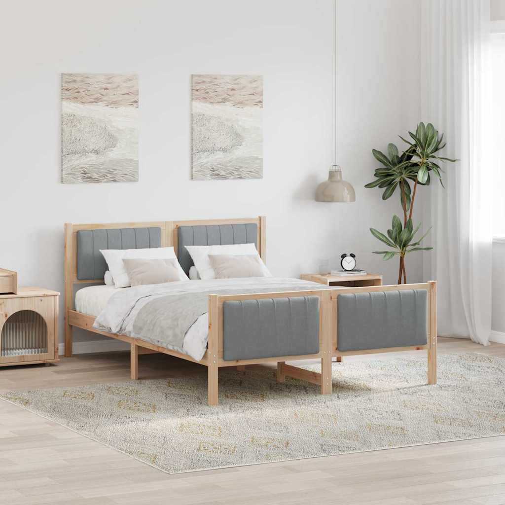 Okvir kreveta s uzglavljem Smeđa i svijetlo siva 135 x 190 cm