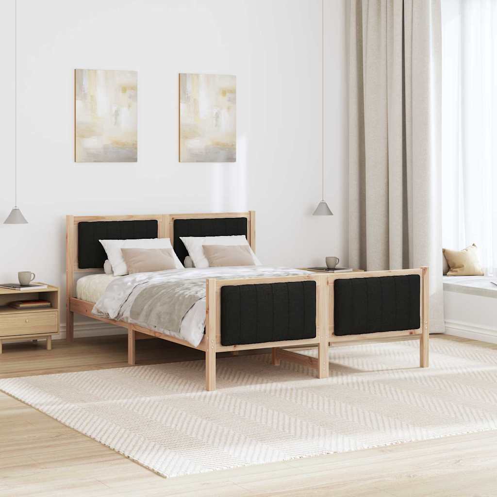 Okvir kreveta Smeđa i crna 135 x 190 cm Masivna borovina