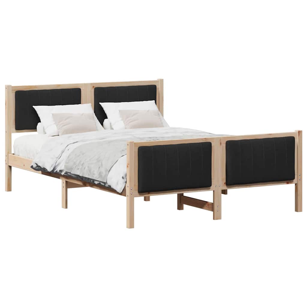 Okvir kreveta Smeđa i crna 135 x 190 cm Masivna borovina