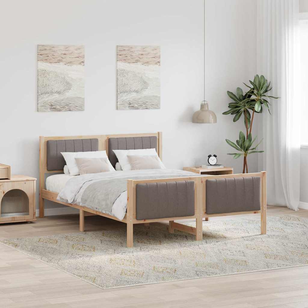 Okvir kreveta Smeđa i taupe 135 x 190 cm Masivna borovina