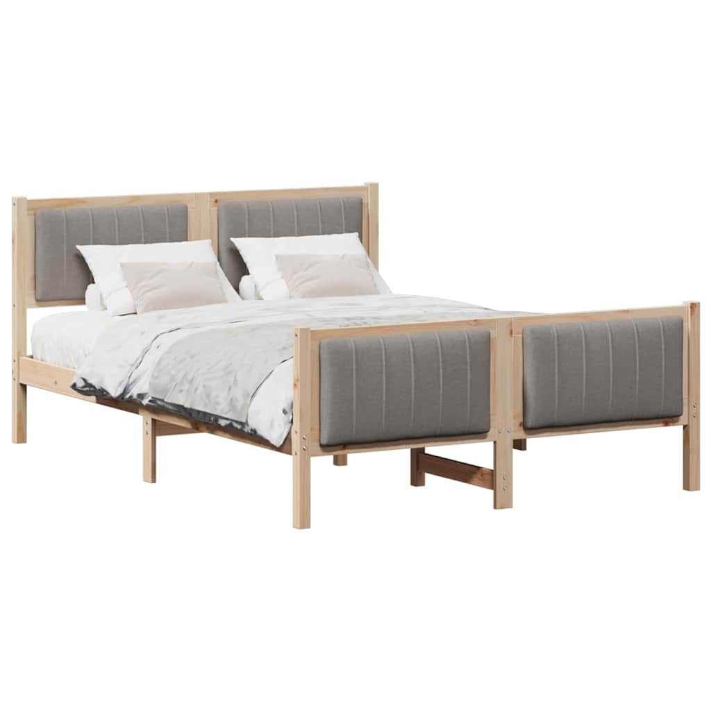Okvir kreveta Smeđa i taupe 135 x 190 cm Masivna borovina
