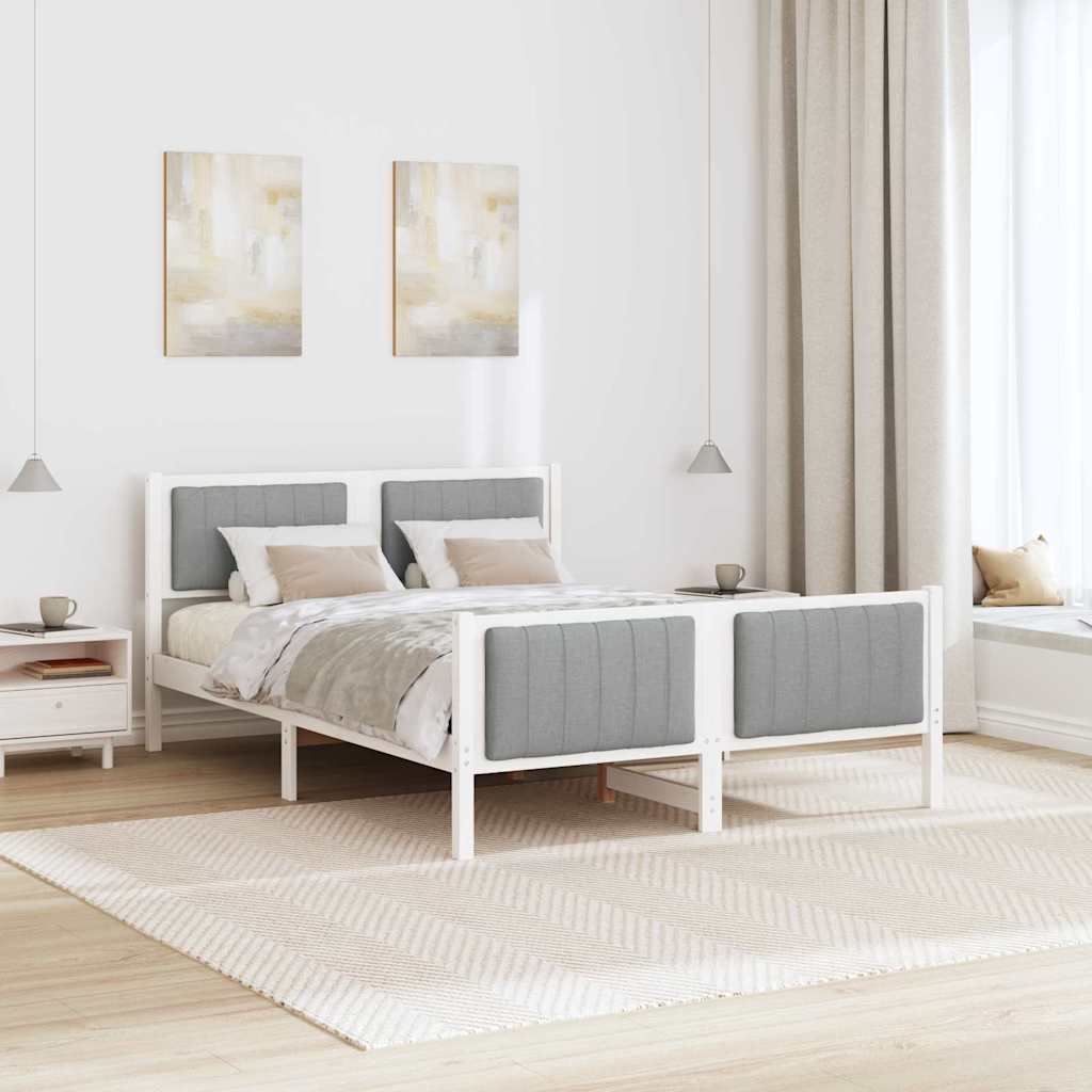 Okvir kreveta s uzglavljem Bijela i svijetlosiva 135 x 190 cm