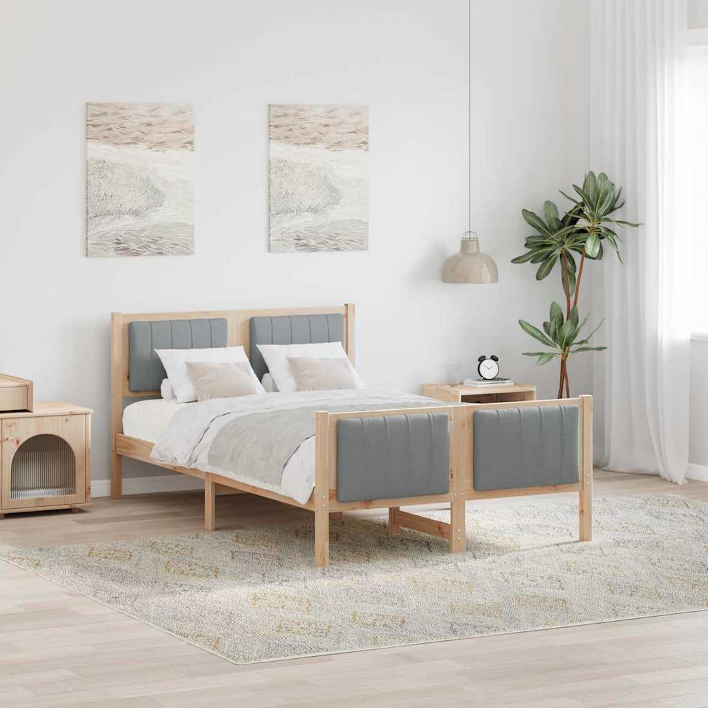 Okvir kreveta s uzglavljem Smeđa i svijetlo siva 120 x 190 cm