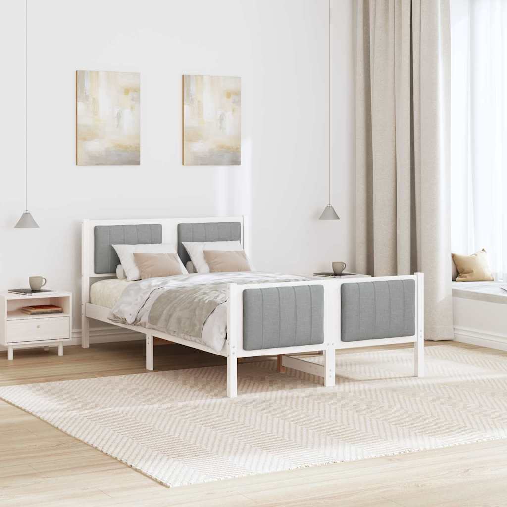 Okvir kreveta s uzglavljem Bijela i svijetlosiva 120 x 190 cm