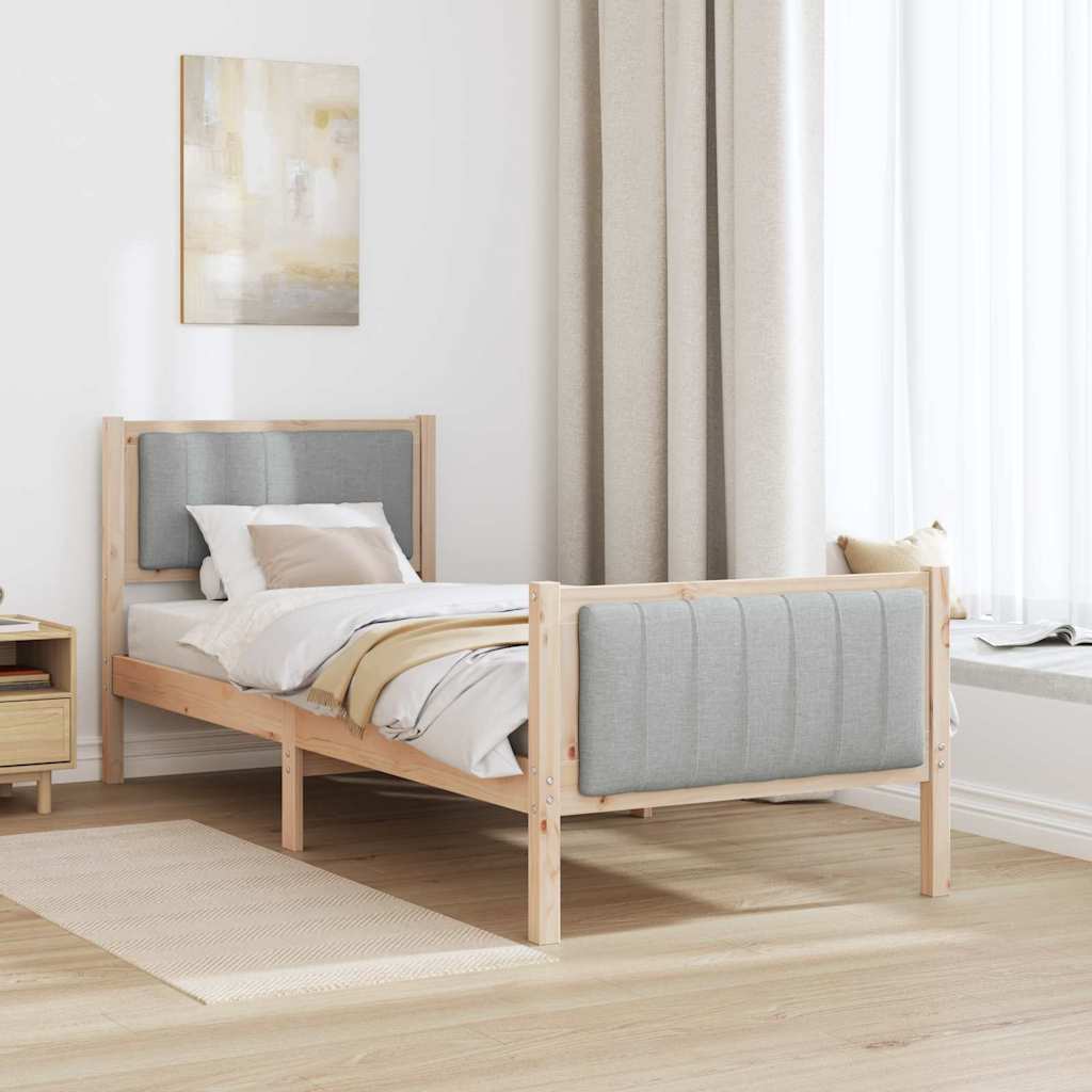 Okvir kreveta s uzglavljem Smeđa i svijetlo siva 80 x 200 cm