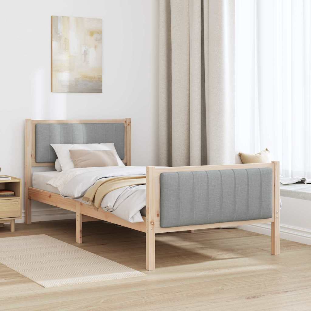 Okvir kreveta s uzglavljem Smeđa i svijetlo siva 90 x 190 cm