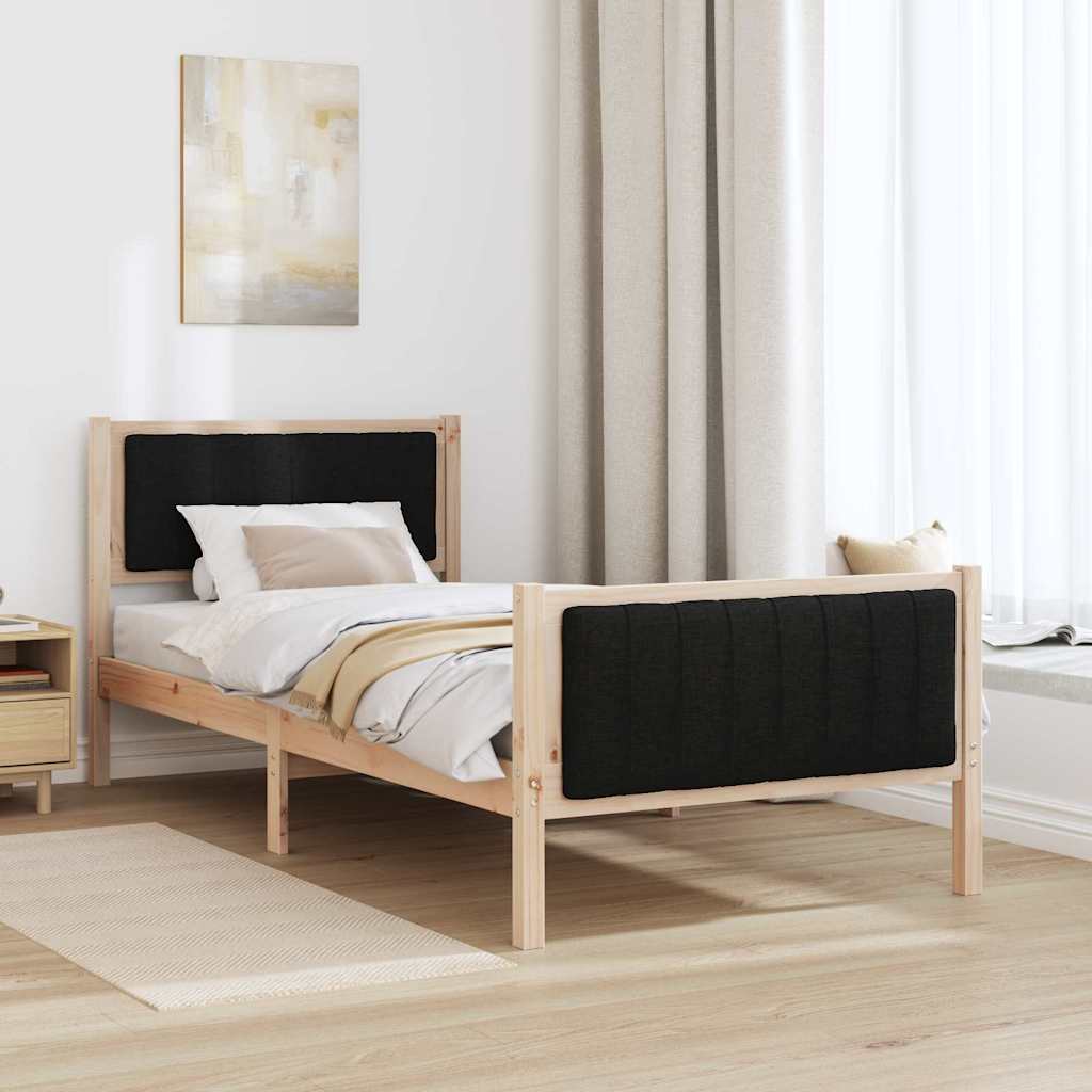 Okvir kreveta Smeđa i crna 90 x 190 cm Masivna borovina