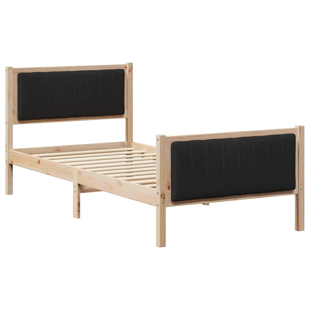 Okvir kreveta Smeđa i crna 90 x 190 cm Masivna borovina