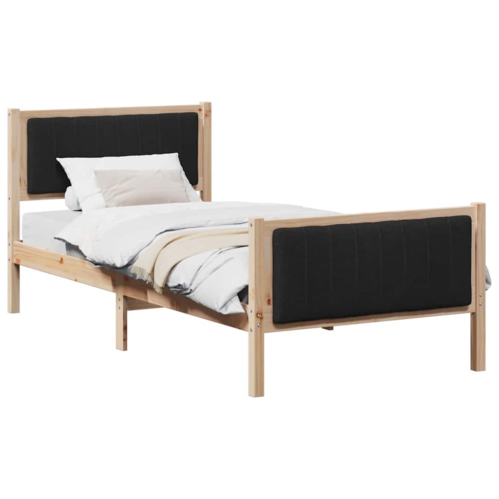 Okvir kreveta Smeđa i crna 90 x 190 cm Masivna borovina