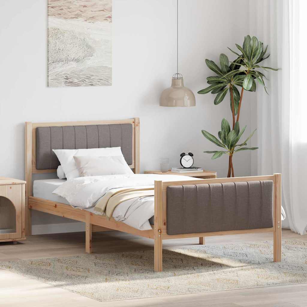 Okvir kreveta Smeđa i taupe 90 x 190 cm Masivna borovina