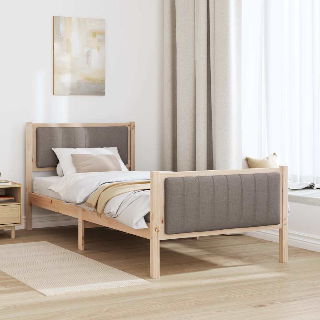 Okvir kreveta Smeđa i taupe 90 x 190 cm Masivna borovina