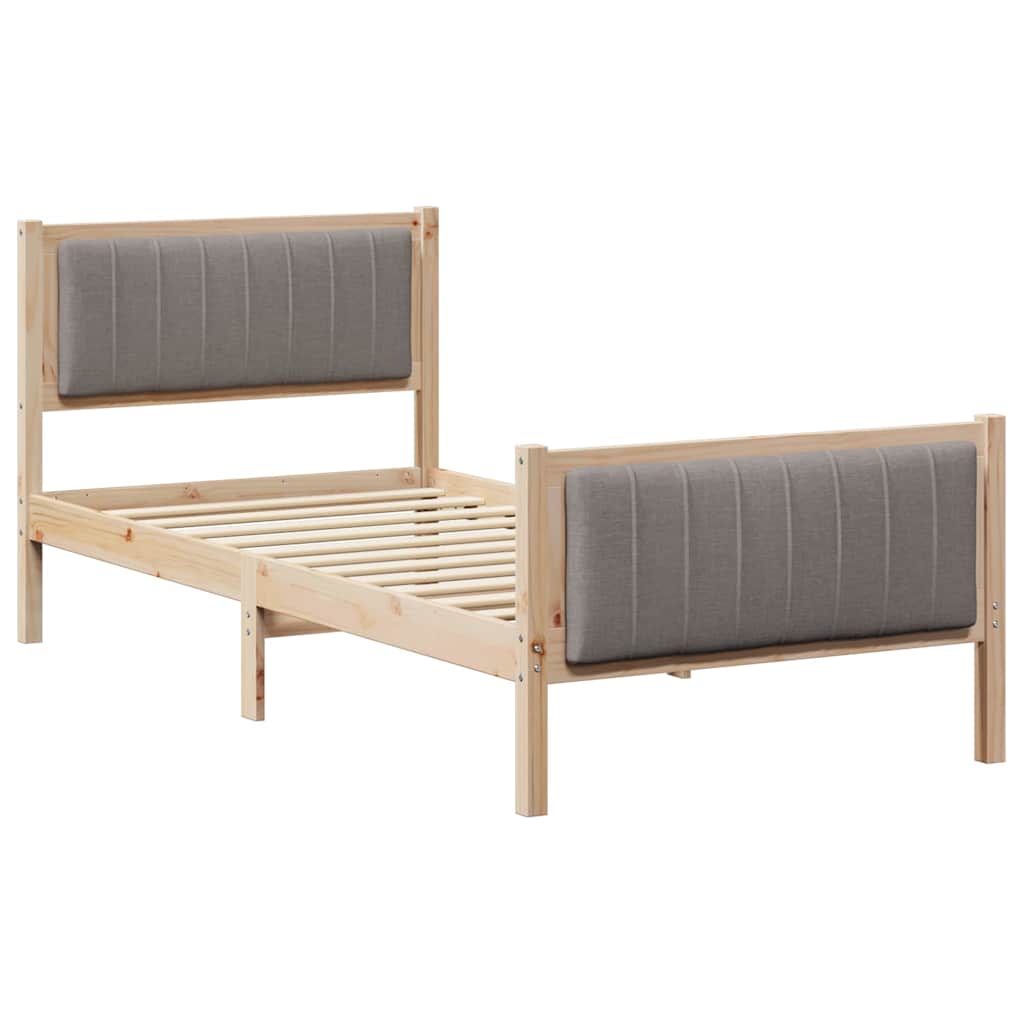 Okvir kreveta Smeđa i taupe 90 x 190 cm Masivna borovina