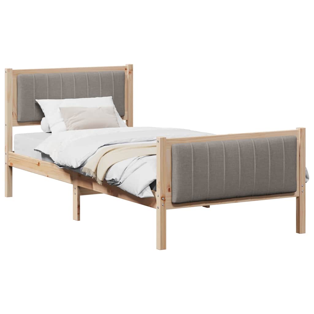 Okvir kreveta Smeđa i taupe 90 x 190 cm Masivna borovina