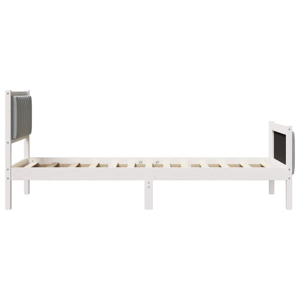 Okvir kreveta s uzglavljem Bijela i svijetlosiva 90 x 190 cm