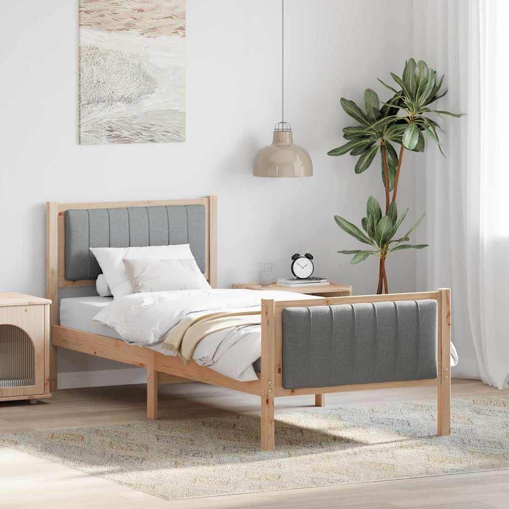 Okvir kreveta s uzglavljem Smeđa i svijetlo siva 75 x 190 cm