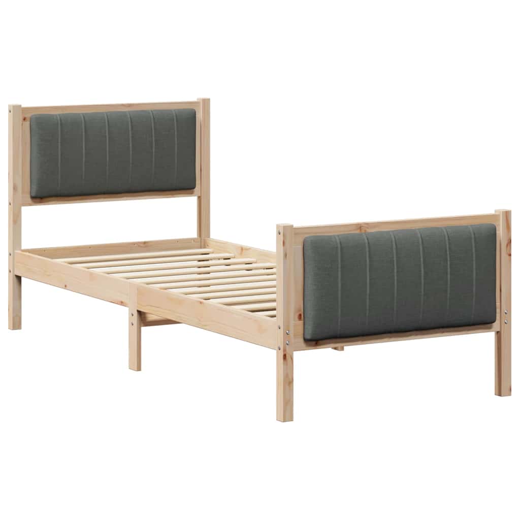 Okvir kreveta smeđe i tamnosivo 75 x 190 cm Masivna borovina