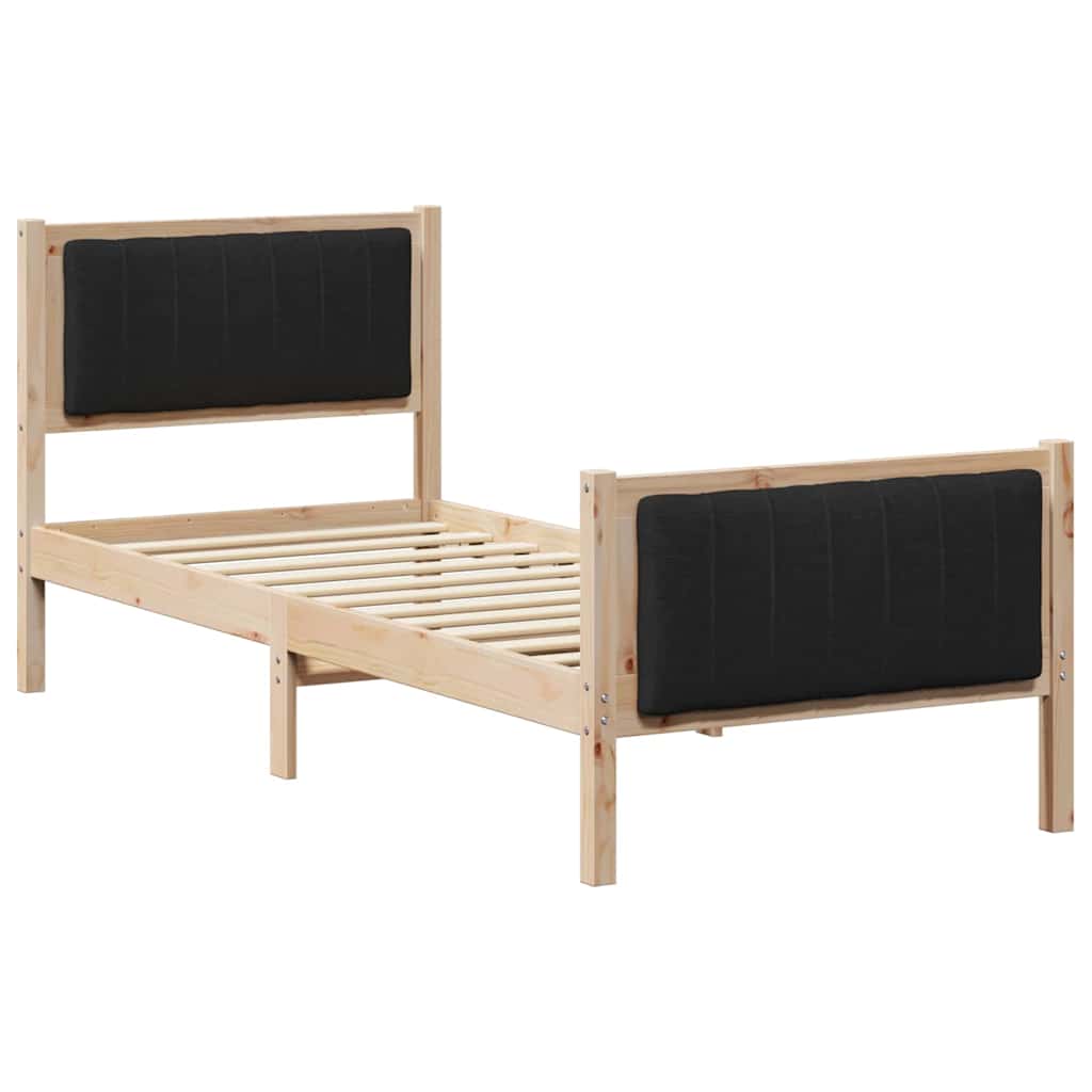 Okvir kreveta Smeđa i crna 75 x 190 cm Masivna borovina