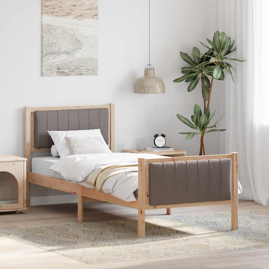 Okvir kreveta Smeđa i taupe 75 x 190 cm Masivna borovina