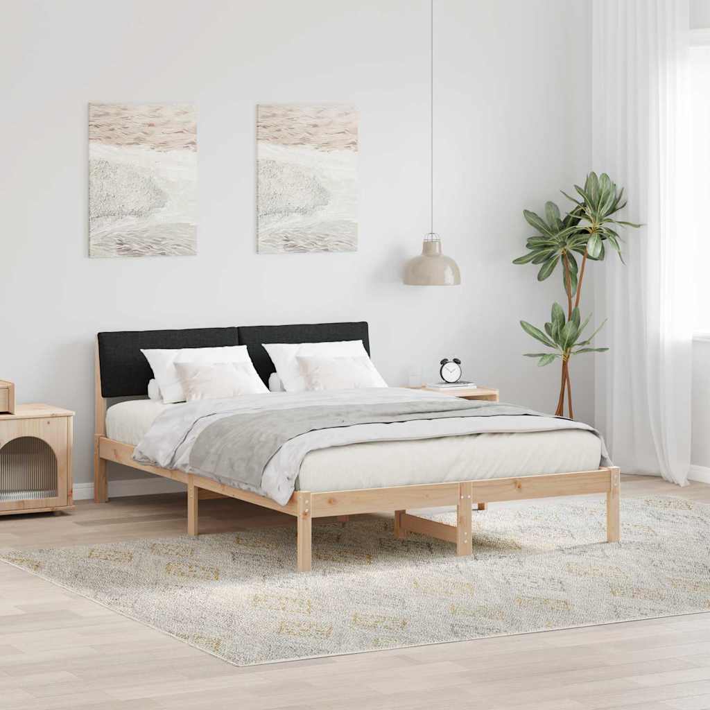 Okvir kreveta Smeđa i crna 160 x 200 cm Masivna borovina