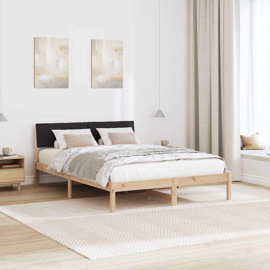 Okvir kreveta Smeđa i crna 150 x 200 cm Masivna borovina