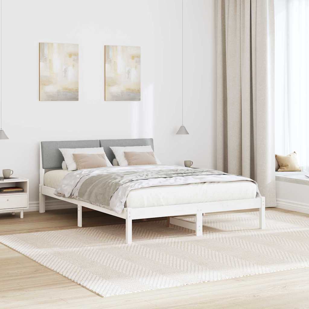 Okvir kreveta s uzglavljem Bijela i svijetlosiva 150 x 200 cm