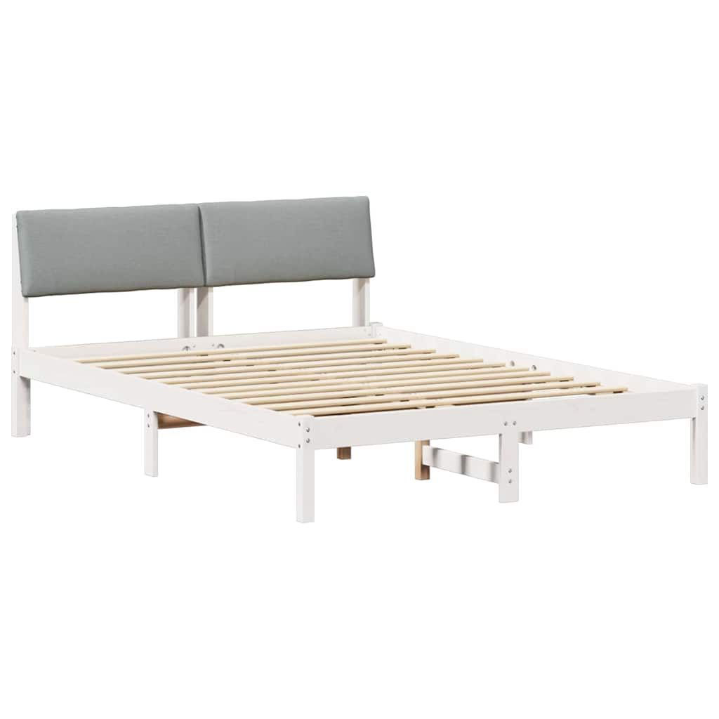Okvir kreveta s uzglavljem Bijela i svijetlosiva 140 x 190 cm