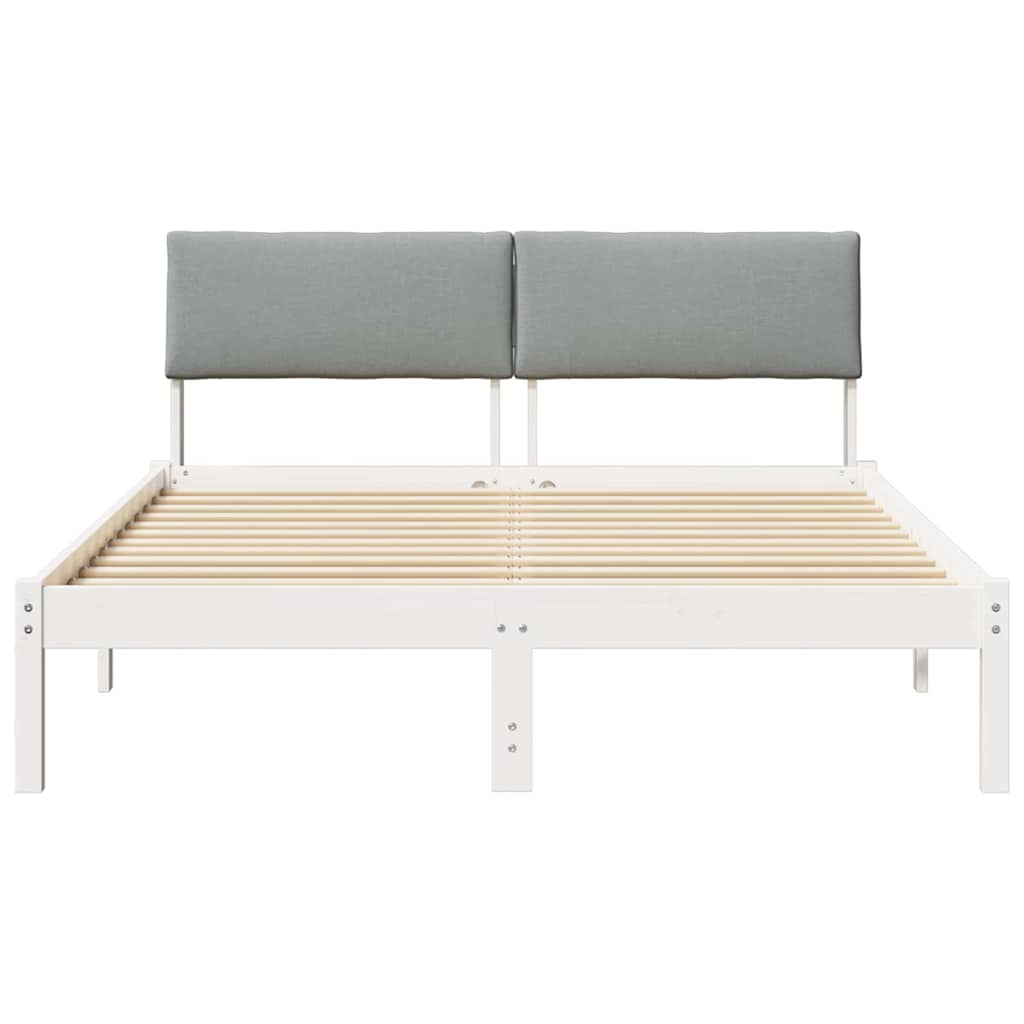 Okvir kreveta s uzglavljem Bijela i svijetlosiva 140 x 190 cm