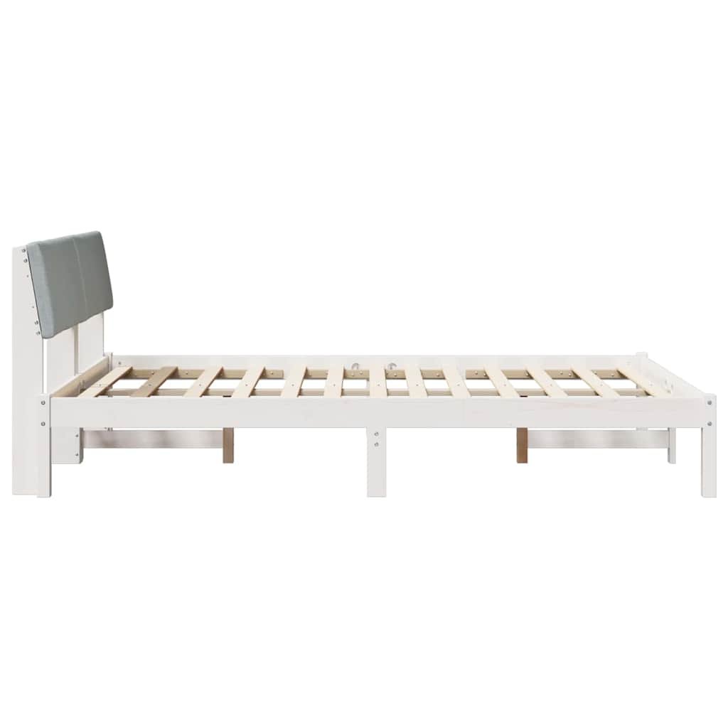 Okvir kreveta s uzglavljem Bijela i svijetlosiva 140 x 190 cm
