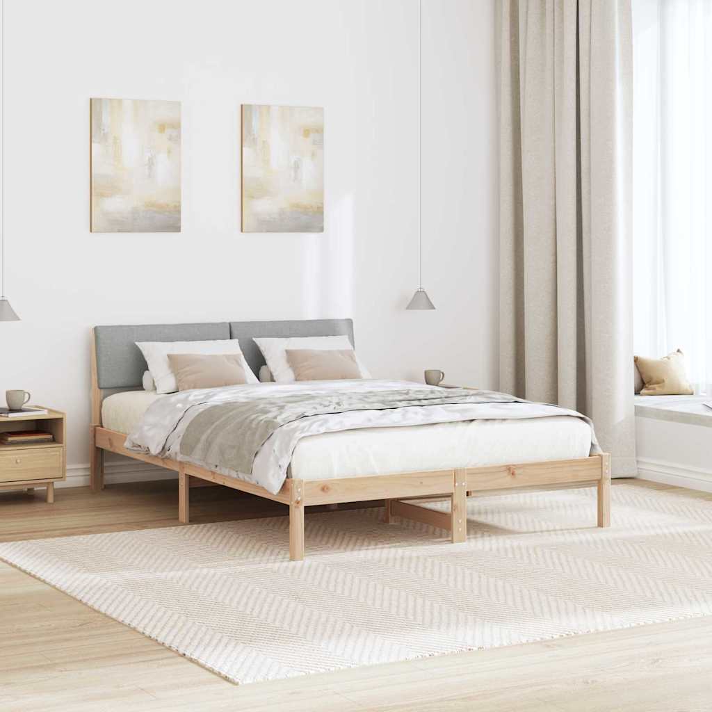 Okvir kreveta s uzglavljem Smeđa i svijetlo siva 135 x 190 cm