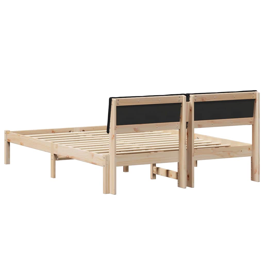 Okvir kreveta Smeđa i crna 135 x 190 cm Masivna borovina