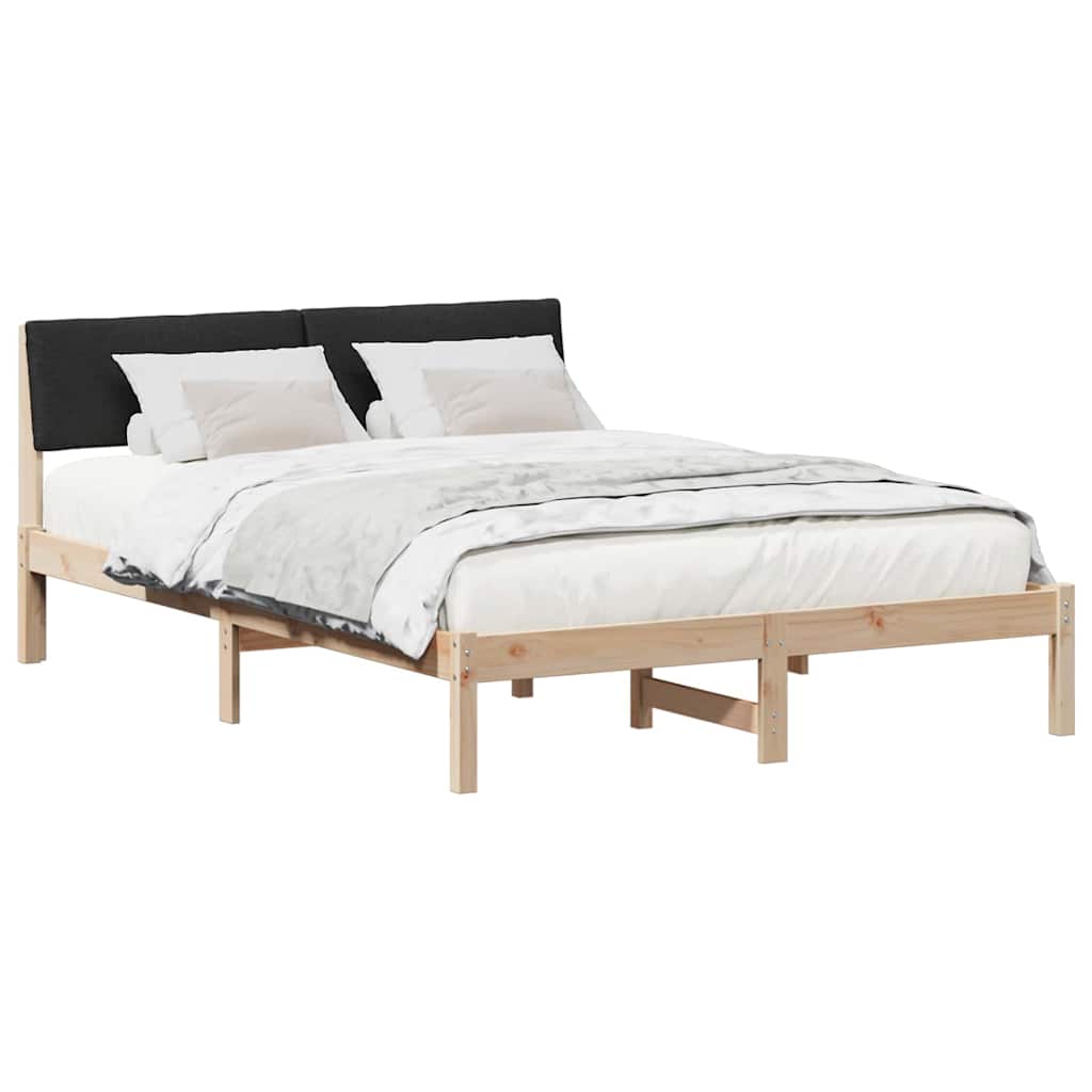 Okvir kreveta Smeđa i crna 135 x 190 cm Masivna borovina