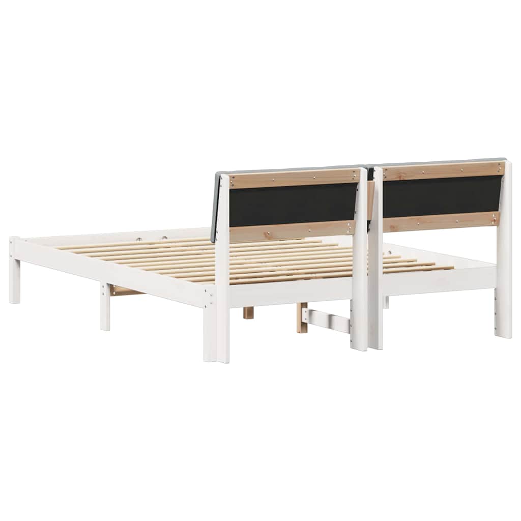 Okvir kreveta s uzglavljem Bijela i svijetlosiva 135 x 190 cm