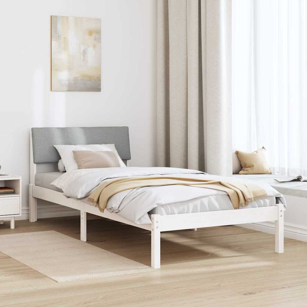 Okvir kreveta s uzglavljem Bijela i svijetlosiva 90 x 200 cm