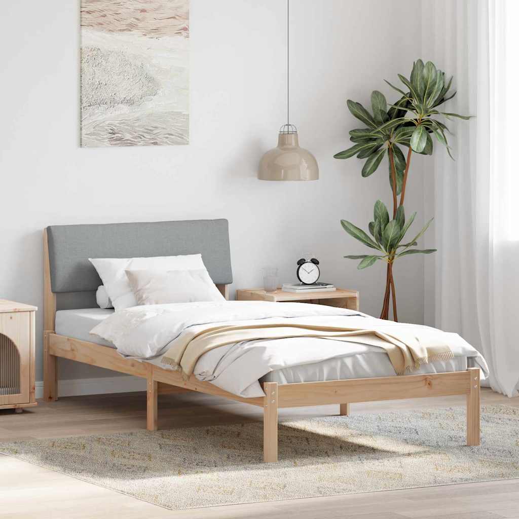 Okvir kreveta s uzglavljem Smeđa i svijetlo siva 90 x 190 cm
