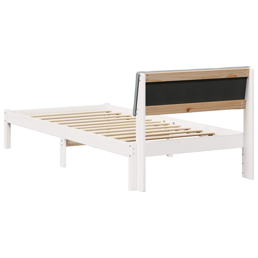 Okvir kreveta s uzglavljem Bijela i svijetlosiva 90 x 190 cm
