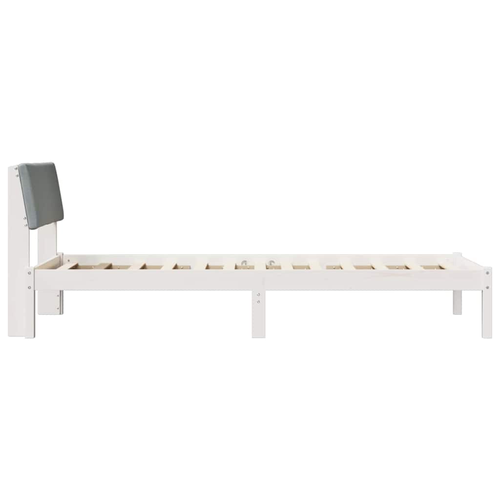 Okvir kreveta s uzglavljem Bijela i svijetlosiva 90 x 190 cm