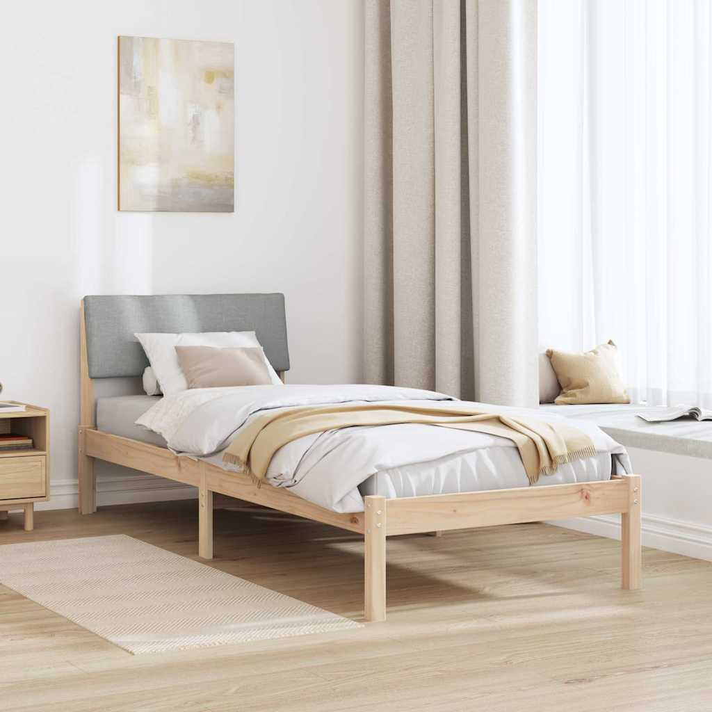 Okvir kreveta s uzglavljem Smeđa i svijetlo siva 75 x 190 cm