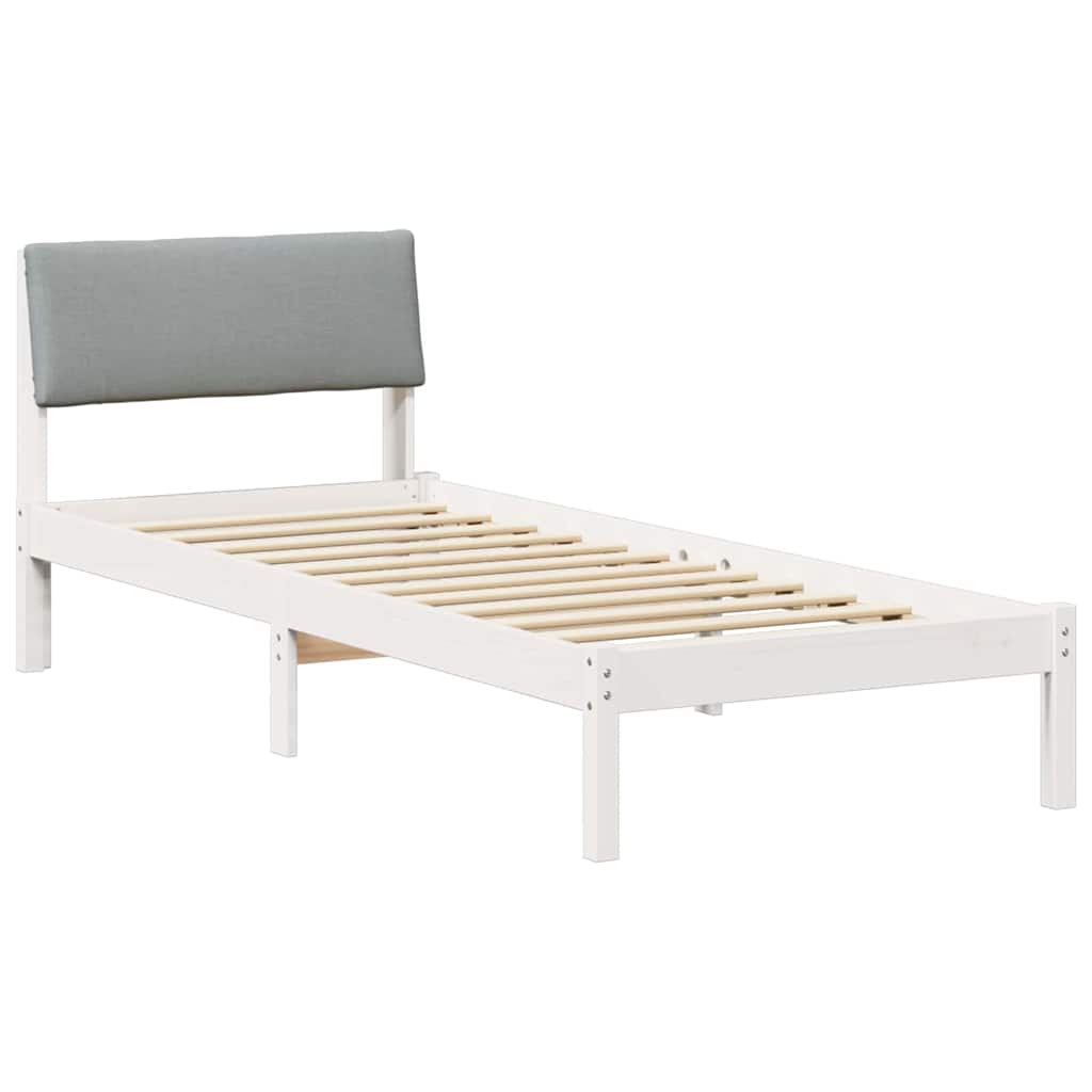 Okvir kreveta s uzglavljem Bijela i svijetlosiva 75 x 190 cm