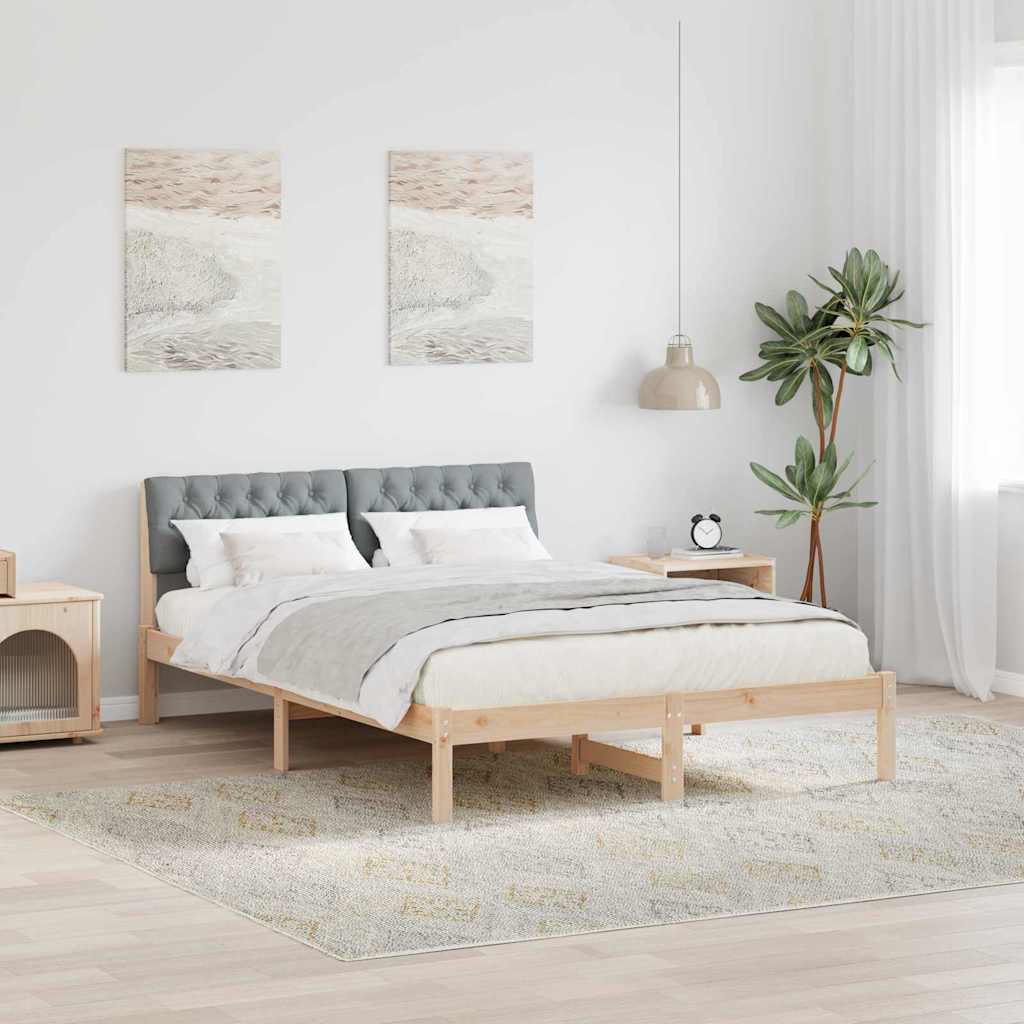 Okvir kreveta s uzglavljem Smeđa i svijetlo siva 160 x 200 cm